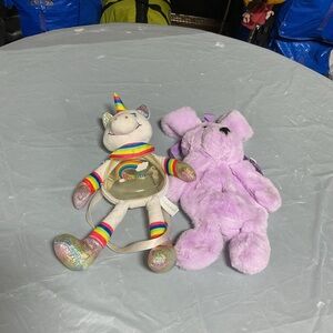 Rainbow Unicorn and Purple Plush Bear Set